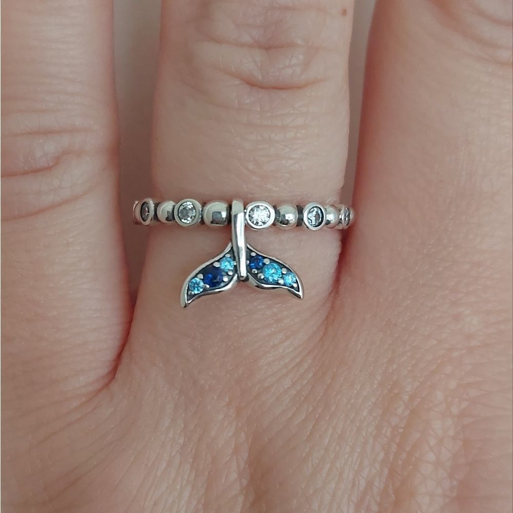 925 Sterling Silver Mermaid Tail Dangle Ring